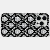 Coques Case-Mate iPhone Motif Damassé Rococo Blanc sur Fond Noir (Verso (horizontal))