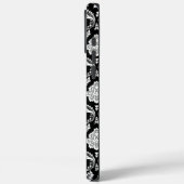 Coques Case-Mate iPhone Motif Damassé Rococo Blanc sur Fond Noir (Verso / Gauche)