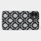 Coques Case-Mate iPhone Motif Damassé Rococo Blanc sur Fond Noir (Dos (Horizontal))