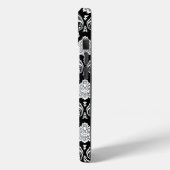 Coques Case-Mate iPhone Motif Damassé Rococo Blanc sur Noir (Verso / Gauche)