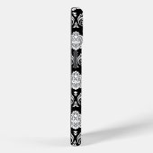 Coques Case-Mate iPhone Motif Damassé Rococo Blanc sur Noir (Verso / Droite)