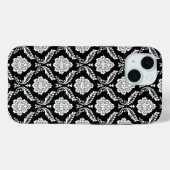 Coques Case-Mate iPhone Motif Damassé Rococo Blanc sur Noir (Verso (horizontal))
