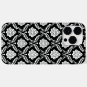 Coques Case-Mate iPhone Motif Damassé Rococo Blanc sur Noir (Verso (horizontal))