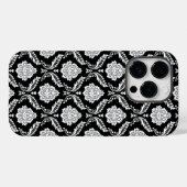 Coques Case-Mate iPhone Motif Damassé Rococo Blanc sur Noir (Verso (horizontal))