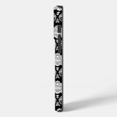 Coques Case-Mate iPhone Motif Damassé Rococo Blanc sur Noir (Verso / Gauche)