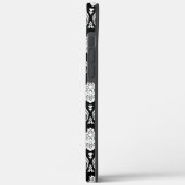 Coques Case-Mate iPhone Motif Damassé Rococo Blanc sur Noir (Verso / Gauche)