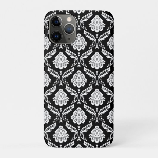 Coques Case-Mate iPhone Motif Damassé Rococo Blanc sur Noir (Dos)