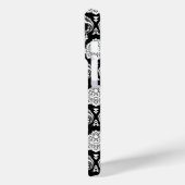 Coques Case-Mate iPhone Motif Damassé Rococo Blanc sur Noir (Verso / Gauche)