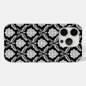 Coques Case-Mate iPhone Motif Damassé Rococo Blanc sur Noir (Verso (horizontal))