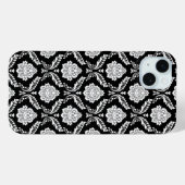 Coques Case-Mate iPhone Motif Damassé Rococo Blanc sur Noir (Verso (horizontal))