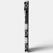 Coques Case-Mate iPhone Motif Damassé Rococo Blanc sur Noir (Verso / Gauche)