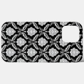 Coques Case-Mate iPhone Motif Damassé Rococo Blanc sur Noir (Verso (horizontal))