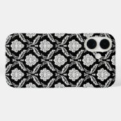 Coques Case-Mate iPhone Motif Damassé Rococo Blanc sur Noir (Verso (horizontal))