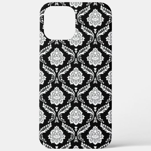 Coques Case-Mate iPhone Motif Damassé Rococo Blanc sur Noir (Verso)