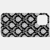 Coques Case-Mate iPhone Motif Damassé Rococo Blanc sur Noir (Verso (horizontal))