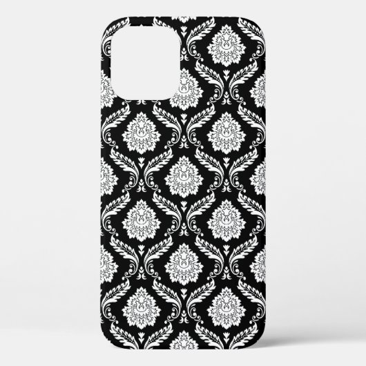 Coques Case-Mate iPhone Motif Damassé Rococo Blanc sur Noir (Verso)