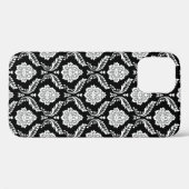 Coques Case-Mate iPhone Motif Damassé Rococo Blanc sur Noir (Verso (horizontal))