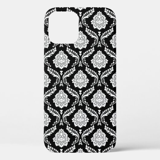 Coques Case-Mate iPhone Motif Damassé Rococo Blanc sur Noir (Verso)
