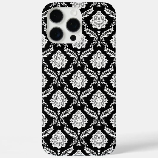Coques Case-Mate iPhone Motif Damassé Rococo Blanc sur Noir  (Verso)