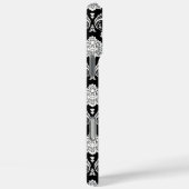 Coques Case-Mate iPhone Motif Damassé Rococo Blanc sur Noir  (Verso / Droite)