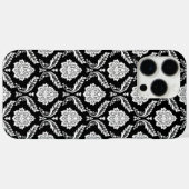 Coques Case-Mate iPhone Motif Damassé Rococo Blanc sur Noir  (Verso (horizontal))