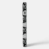 Coques Case-Mate iPhone Motif Damassé Rococo Blanc sur Noir (Verso / Gauche)