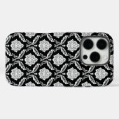 Coques Case-Mate iPhone Motif Damassé Rococo Blanc sur Noir (Verso (horizontal))