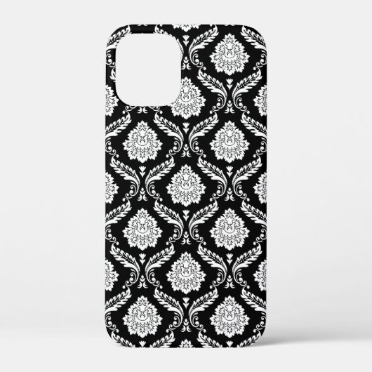 Coques Case-Mate iPhone Motif Damassé Rococo Blanc sur Noir (Verso)