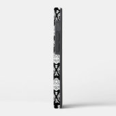 Coques Case-Mate iPhone Motif Damassé Rococo Blanc sur Noir  (Verso / Gauche)