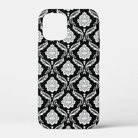 Coques Case-Mate iPhone Motif Damassé Rococo Blanc sur Noir  (Verso)