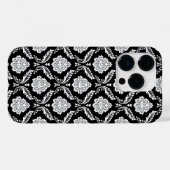 Coques Case-Mate iPhone Motif Damassé Rococo Blanc sur Noir (Verso (horizontal))