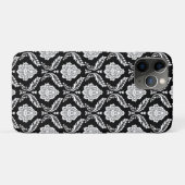Coques Case-Mate iPhone Motif Damassé Rococo Blanc sur Noir (Dos (Horizontal))