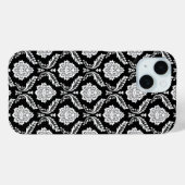 Coques Case-Mate iPhone Motif Damassé Rococo Blanc sur Noir (Verso (horizontal))