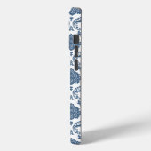 Coques Case-Mate iPhone Motif Damassé Rococo Bleu sur Blanc (Verso / Gauche)