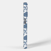 Coques Case-Mate iPhone Motif Damassé Rococo Bleu sur Blanc (Verso / Droite)