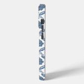 Coques Case-Mate iPhone Motif Damassé Rococo Bleu sur Blanc (Verso / Gauche)