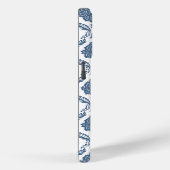 Coques Case-Mate iPhone Motif Damassé Rococo Bleu sur Blanc (Verso / Droite)