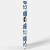 Coques Case-Mate iPhone Motif Damassé Rococo Bleu sur Blanc (Verso / Droite)
