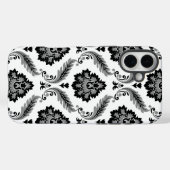 Coques Case-Mate iPhone Motif Damassé Rococo Gris Noir Blanc (Verso (horizontal))
