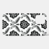 Coques Case-Mate iPhone Motif Damassé Rococo Gris Noir Blanc (Verso (horizontal))