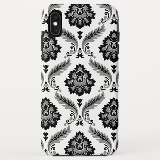 Coques Case-Mate iPhone Motif Damassé Rococo Gris Noir Blanc (Dos)