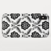 Coques Case-Mate iPhone Motif Damassé Rococo Gris Noir Blanc (Dos (Horizontal))
