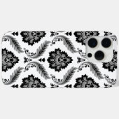 Coques Case-Mate iPhone Motif Damassé Rococo Gris Noir Blanc (Verso (horizontal))