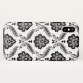 Coques Case-Mate iPhone Motif Damassé Rococo Gris Noir Blanc (Dos (Horizontal))