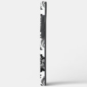 Coques Case-Mate iPhone Motif Damassé Rococo Gris Noir Blanc (Verso / Gauche)