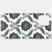 Coques Case-Mate iPhone Motif Damassé Rococo Gris Noir Blanc (Verso (horizontal))
