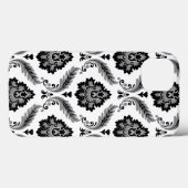 Coques Case-Mate iPhone Motif Damassé Rococo Gris Noir Blanc (Verso (horizontal))
