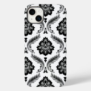 Coque Pour iPhone 14 Plus Motif Damassé Rococo Gris Noir Blanc