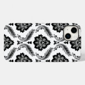 Coques Case-Mate iPhone Motif Damassé Rococo Gris Noir Blanc (Verso (horizontal))