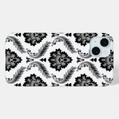 Coques Case-Mate iPhone Motif Damassé Rococo Gris Noir Blanc (Verso (horizontal))